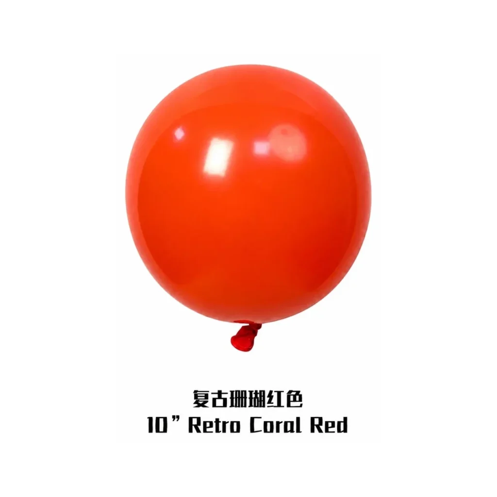 10 inch retro balloon in coral red latex balloon