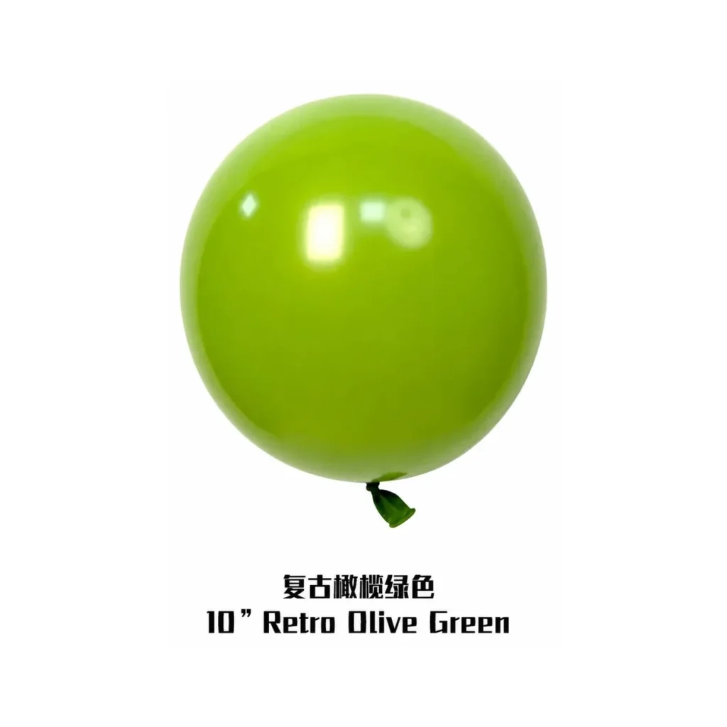 10 inch retro balloon in olive green latex balloon