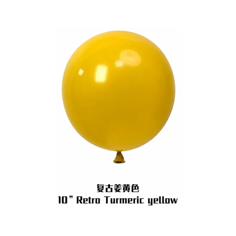 10 inch retro balloon in turmeric yellow latex balloon