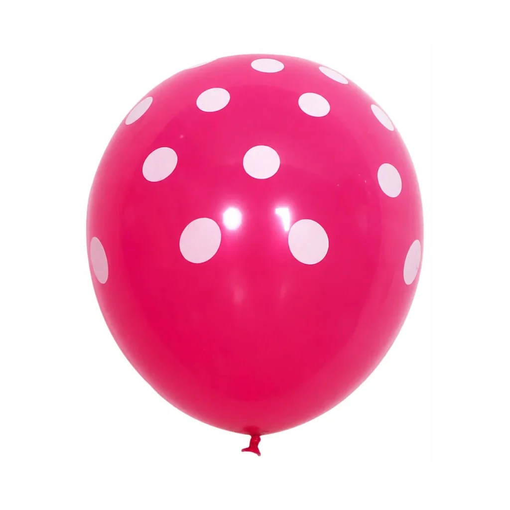 10 inch rose red with white dots polka dot latex balloon
