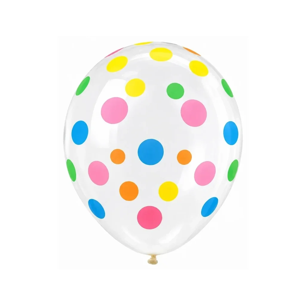 10 inch transparent with mixed color dots polka dot latex balloon