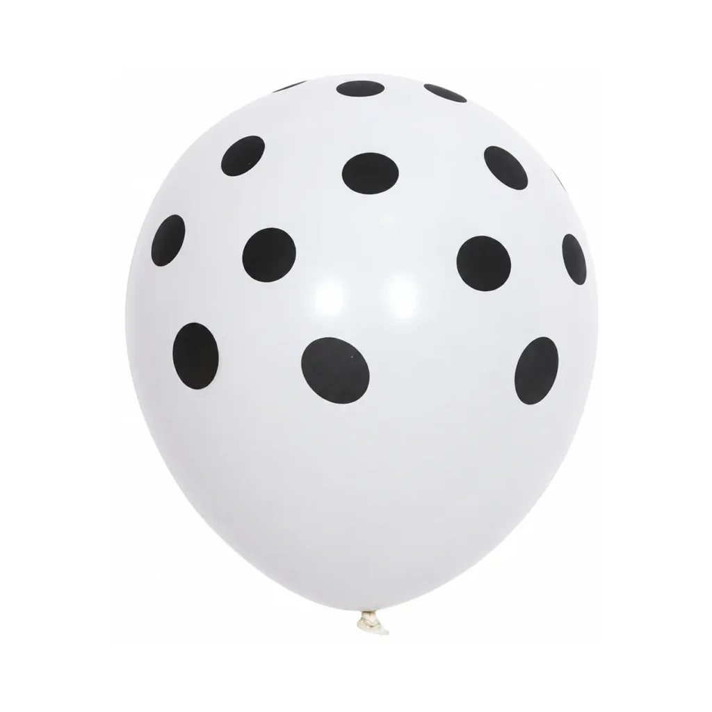 10 inch white with black dots polka dot latex balloon