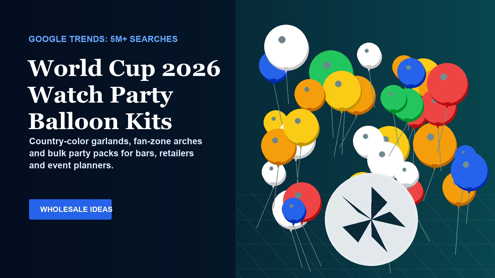 World Cup 2026 watch party balloon kits and country-color balloon garlands