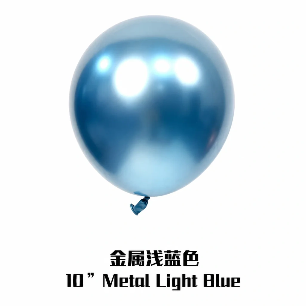 10 inch chrome light blue metallic balloon