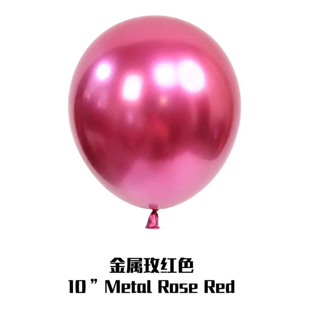 10 inch chrome rose red metallic balloon