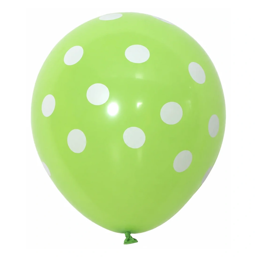 10 inch light green with white dots polka dot latex balloon