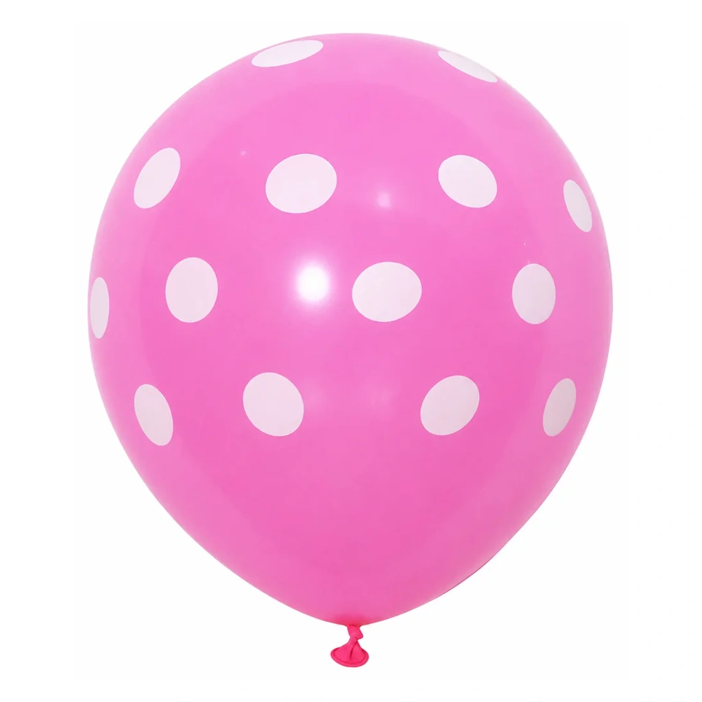 10 inch pink with white dots polka dot latex balloon
