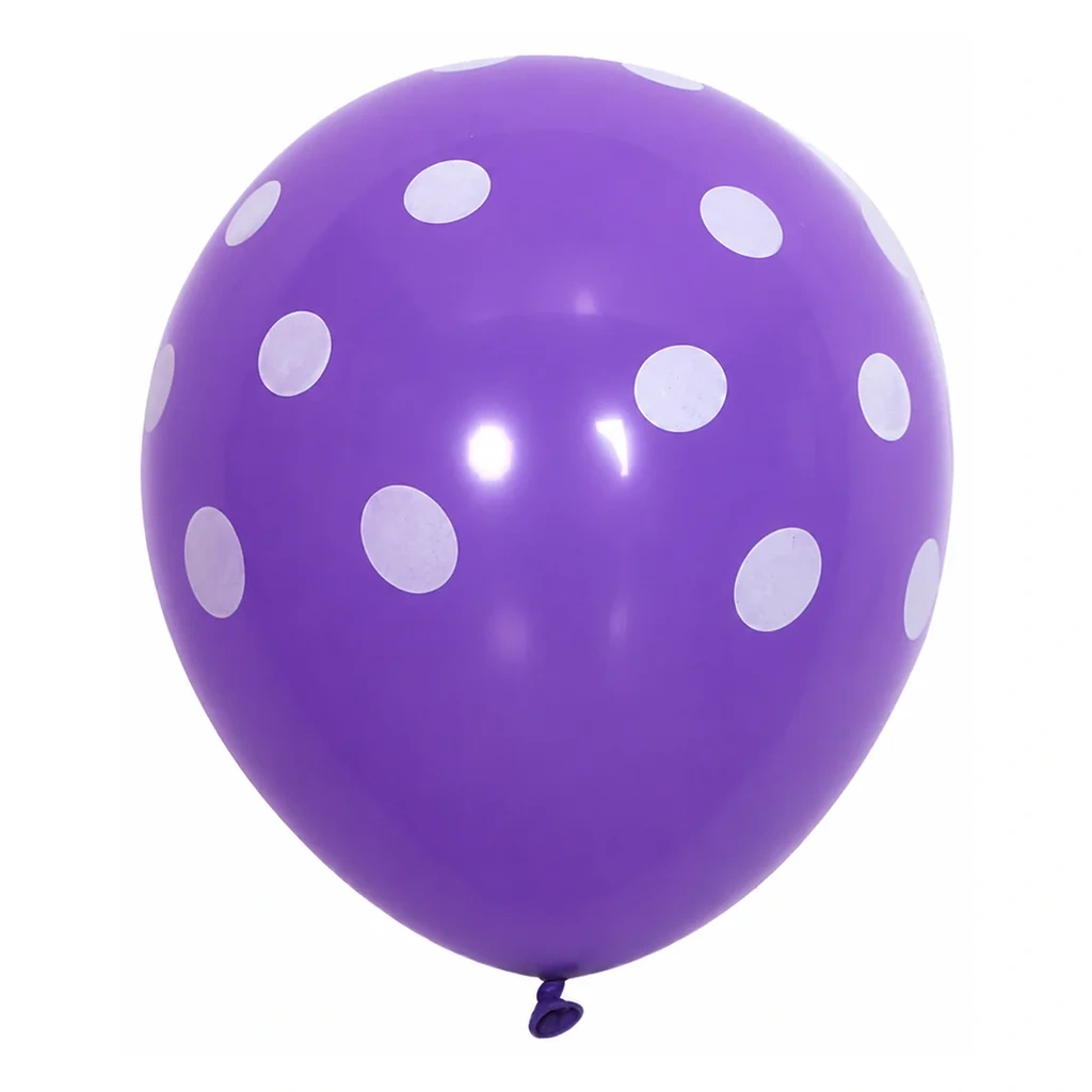 10 inch purple with white dots polka dot latex balloon