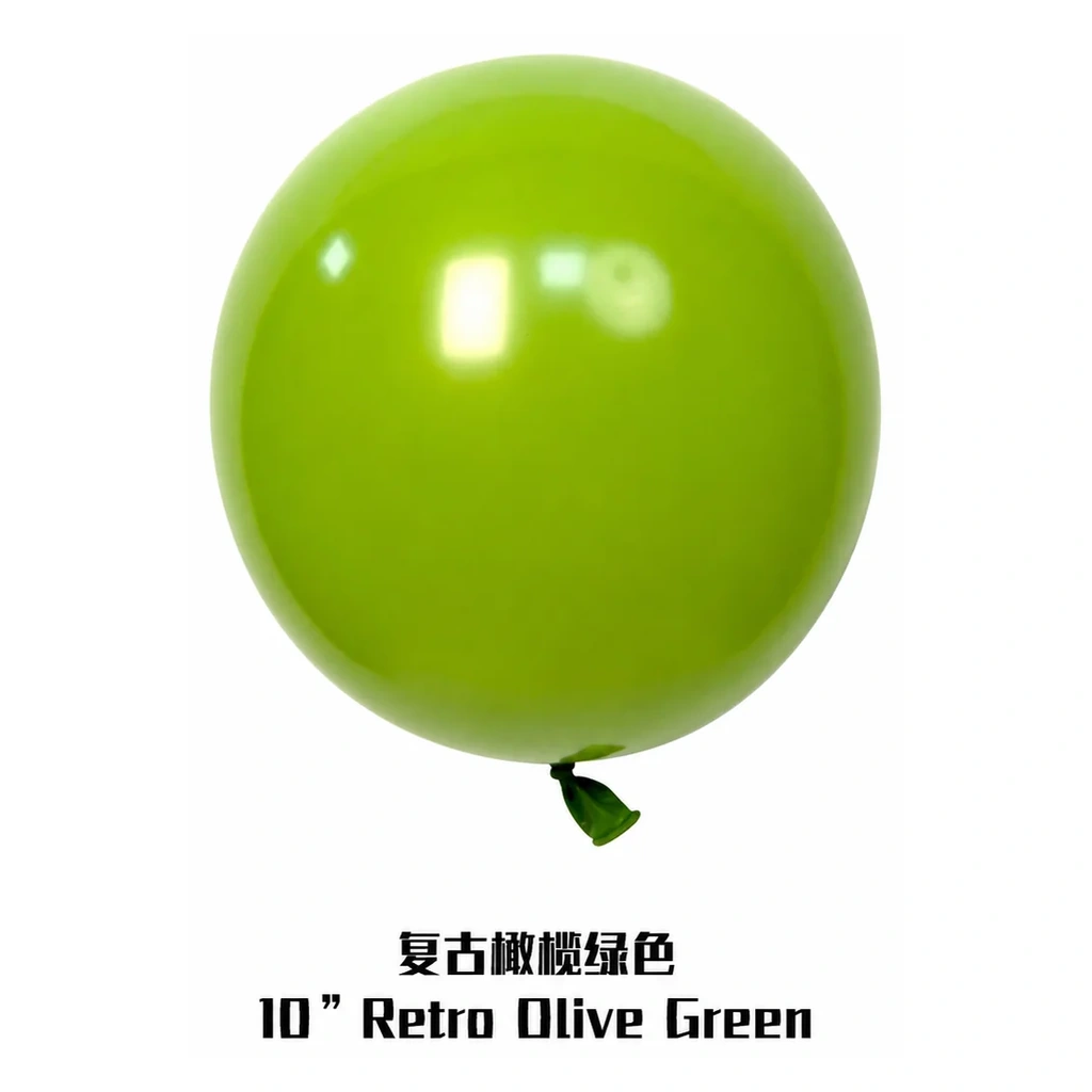 10 inch retro balloon in olive green latex balloon