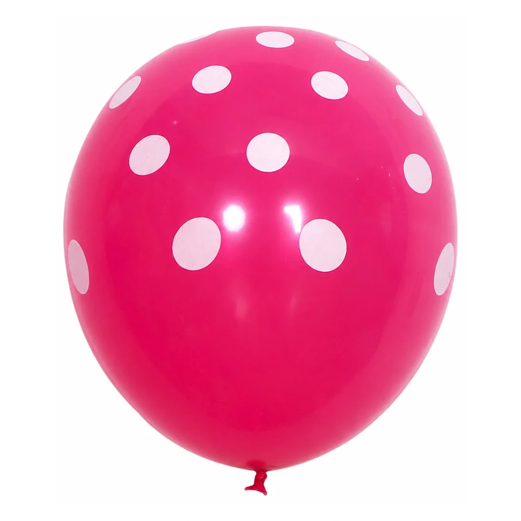 10 inch rose red with white dots polka dot latex balloon