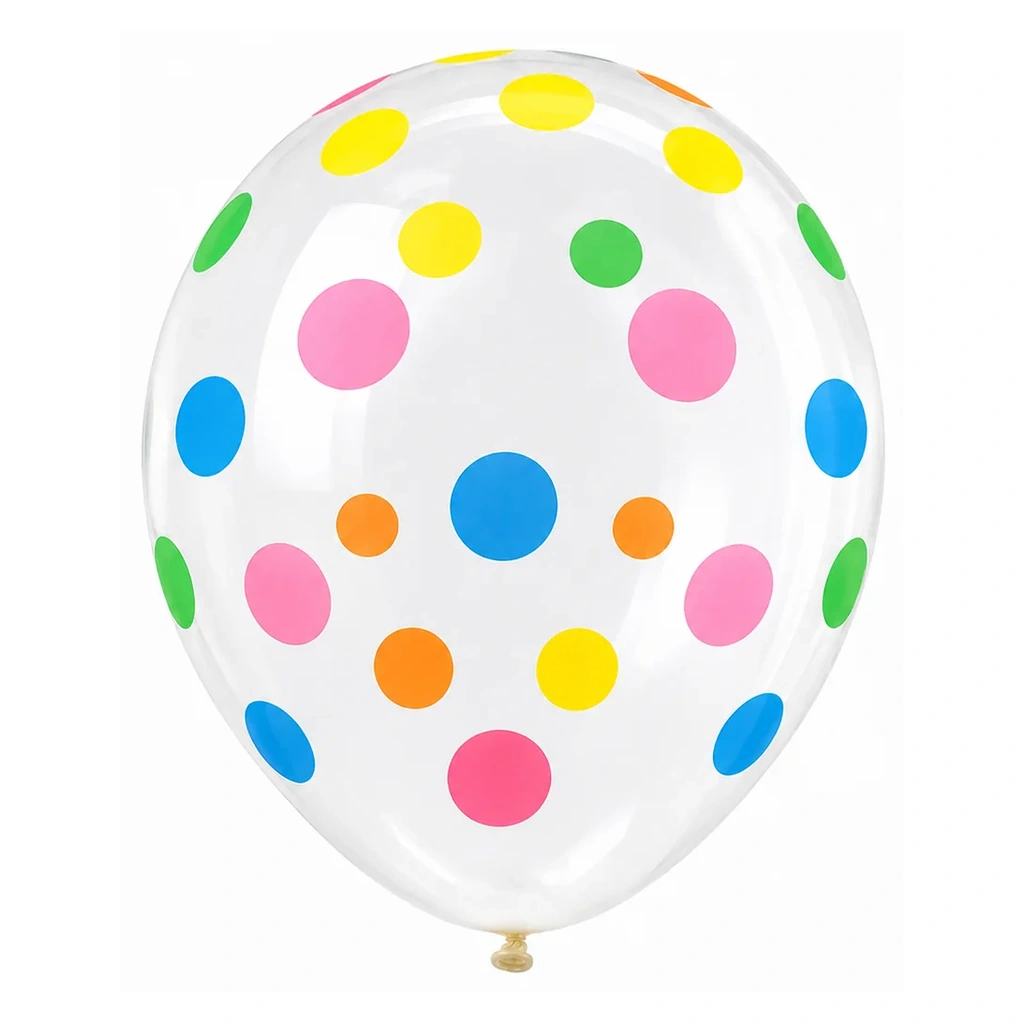 10 inch transparent with mixed color dots polka dot latex balloon