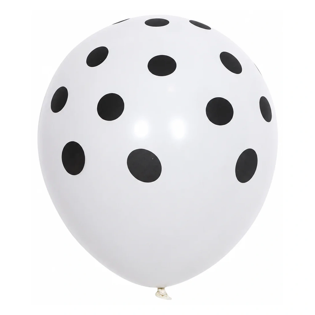 10 inch white with black dots polka dot latex balloon